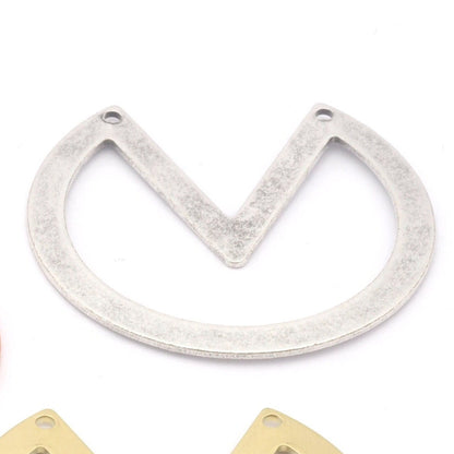 Pizza Slice Geometric Cut Circle Charms 2 holes Raw Brass - Antique silver - Raw Copper 34x37mm 0.8mm thickness Findings OZ3937-280
