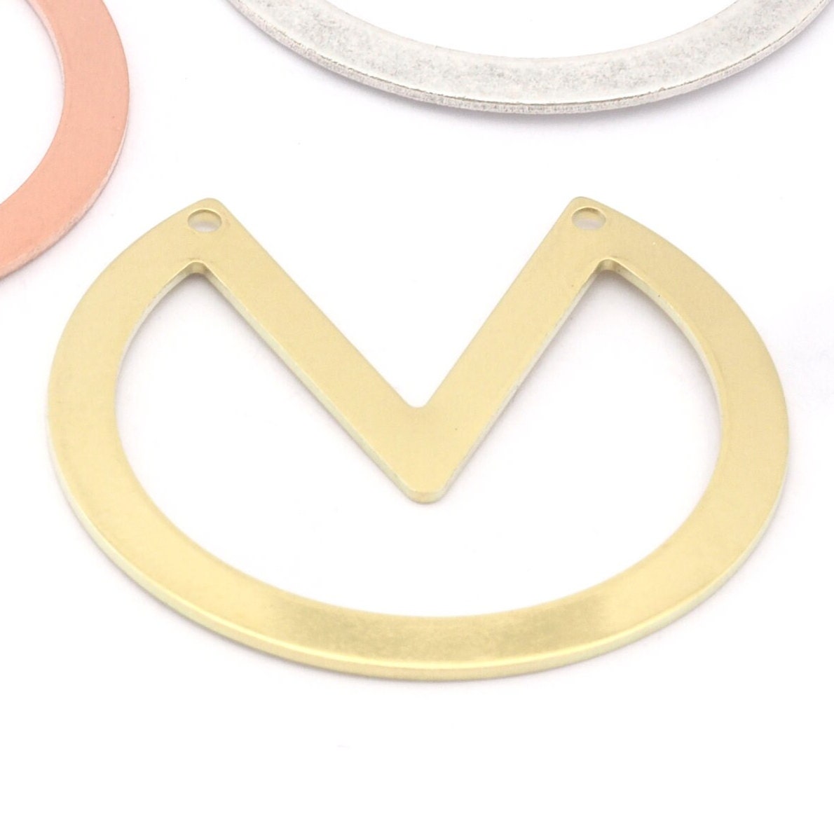 Pizza Slice Geometric Cut Circle Charms 2 holes Raw Brass - Antique silver - Raw Copper 34x37mm 0.8mm thickness Findings OZ3937-280