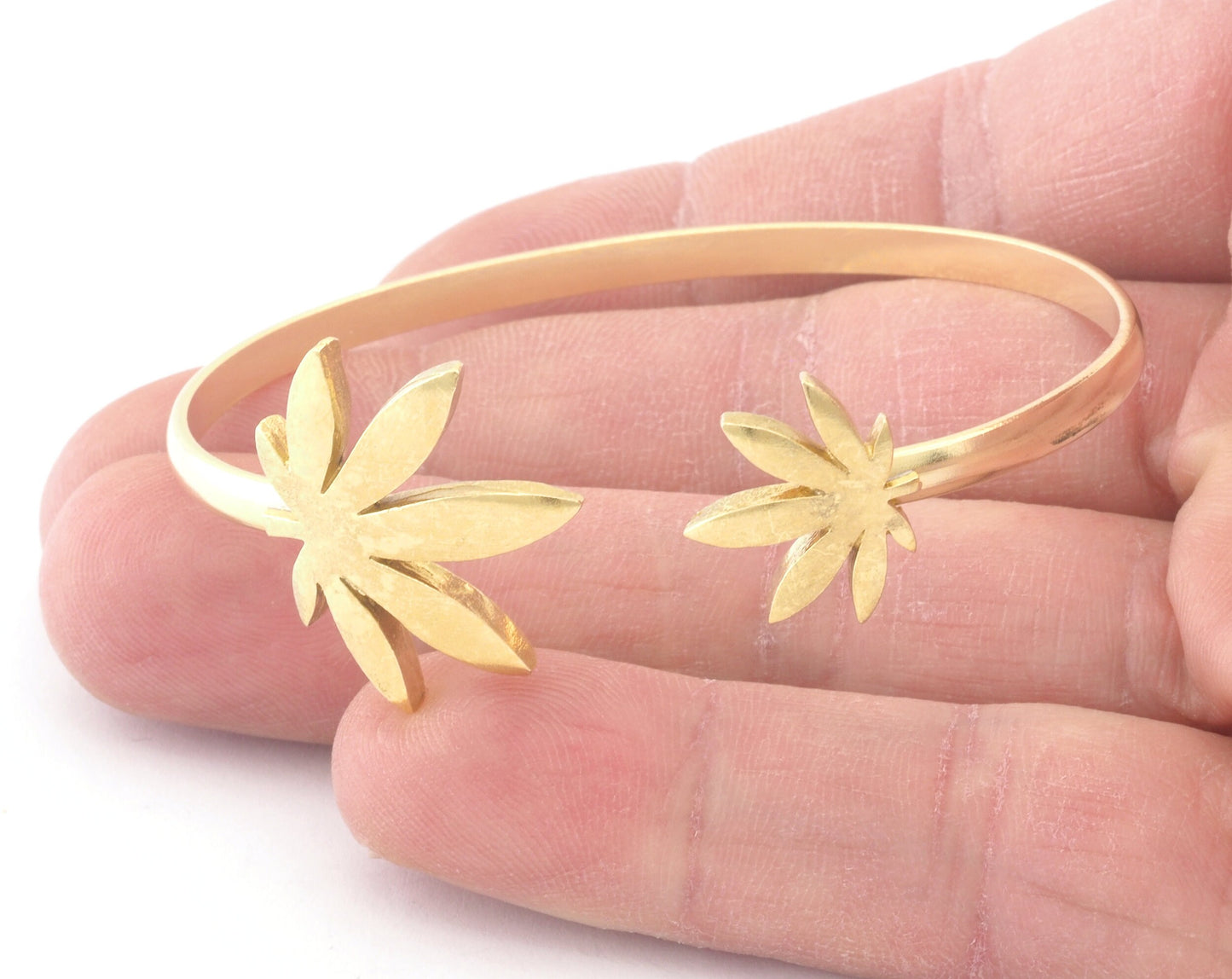 Leaf Cuff Bracelet Raw Brass (Adjustable 65mm inner size ) OZ4806