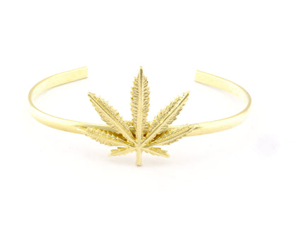 Leaf Cuff Bracelet Raw Brass (Adjustable 60mm inner size ) OZ4807