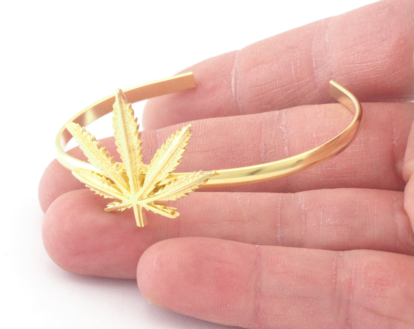 Leaf Cuff Bracelet Raw Brass (Adjustable 60mm inner size ) OZ4807