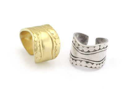 Spoon Adjustable Ring Raw brass - Antique silver plated - Shiny silver plated (16mm 5.5US inner size) OZ2674