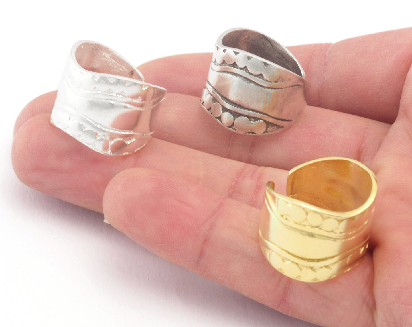 Spoon Adjustable Ring Raw brass - Antique silver plated - Shiny silver plated (16mm 5.5US inner size) OZ2674