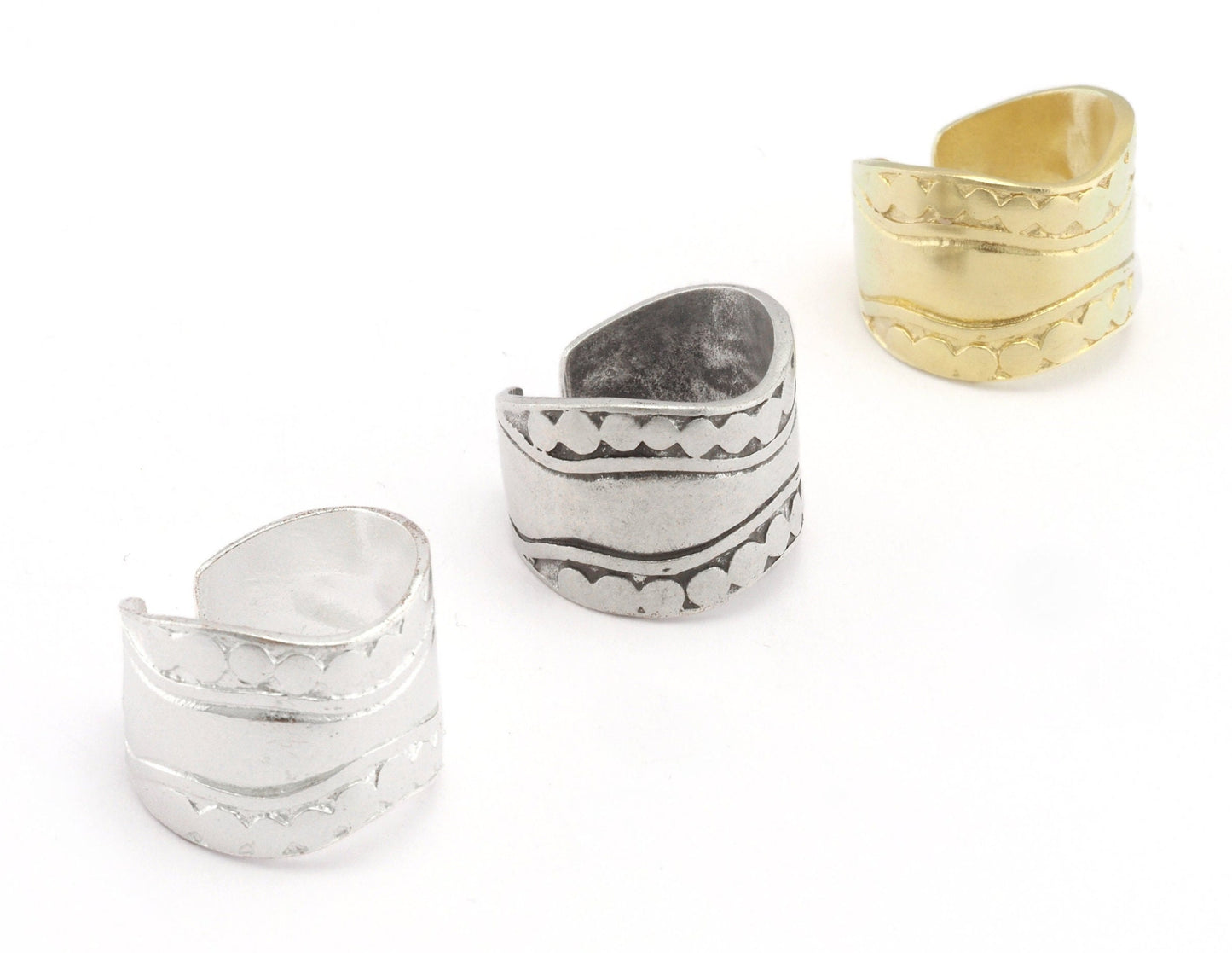 Spoon Adjustable Ring Raw brass - Antique silver plated - Shiny silver plated (16mm 5.5US inner size) OZ2674