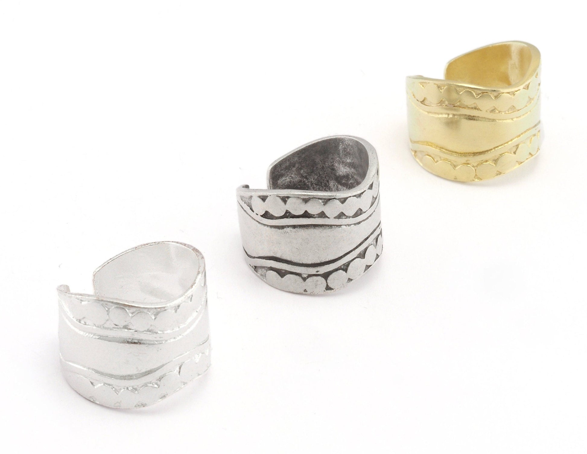 Spoon Adjustable Ring Raw brass - Antique silver plated - Shiny silver plated (16mm 5.5US inner size) OZ2674