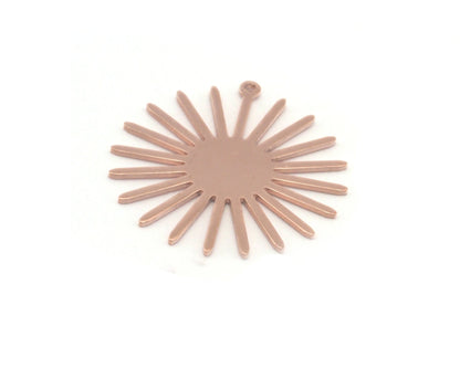 Sun Flat Charms 31.5x30mm Black Paimted Raw Copper - Raw Brass - Brushed findings R406-220