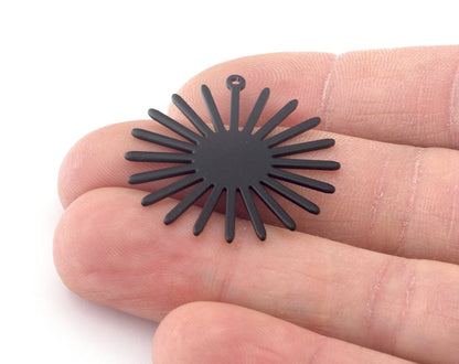 Sun Flat Charms 31.5x30mm Black Paimted Raw Copper - Raw Brass - Brushed findings R406-220