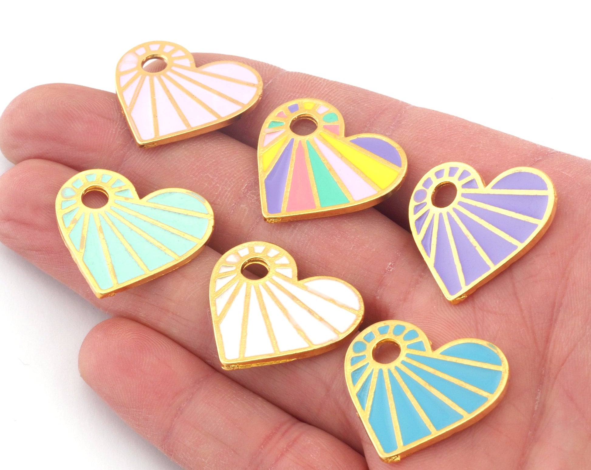 Heart Enamel Colorful Charms Pendant Gold Plated Charms 25x23mm 4811