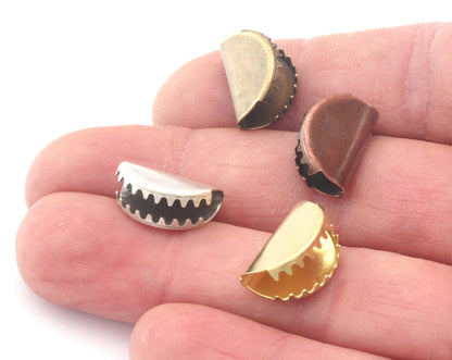 Ribbon Crimps brass semi circle ribbon crimp ends, no loop findings (15x10mm) 4813
