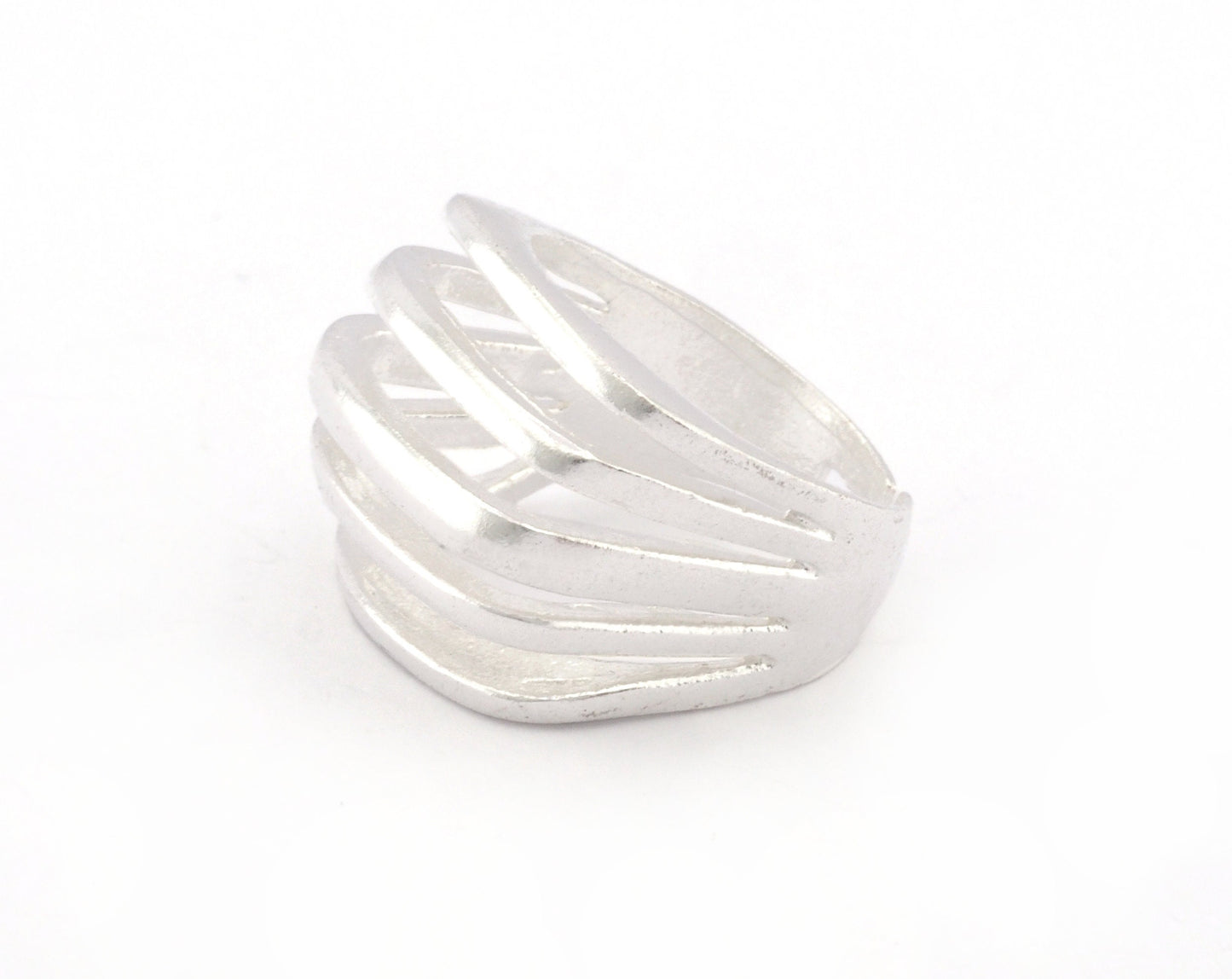 Stripes Statement Ring Adjustable Raw Brass - Antique silver - Shiny silver - Shiny gold plated 4609