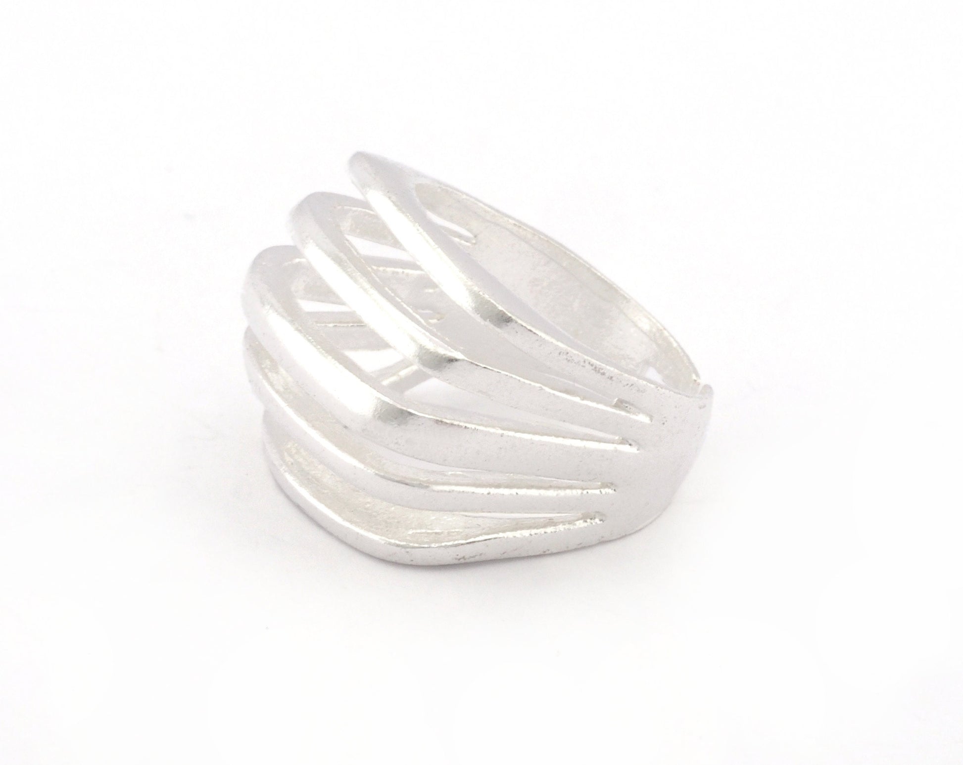 Stripes Statement Ring Adjustable Raw Brass - Antique silver - Shiny silver - Shiny gold plated 4609