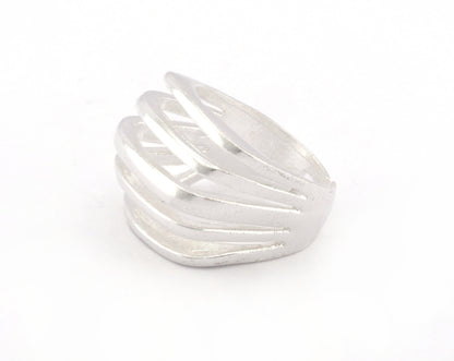 Stripes Statement Ring Adjustable Raw Brass - Antique silver - Shiny silver - Shiny gold plated 4609