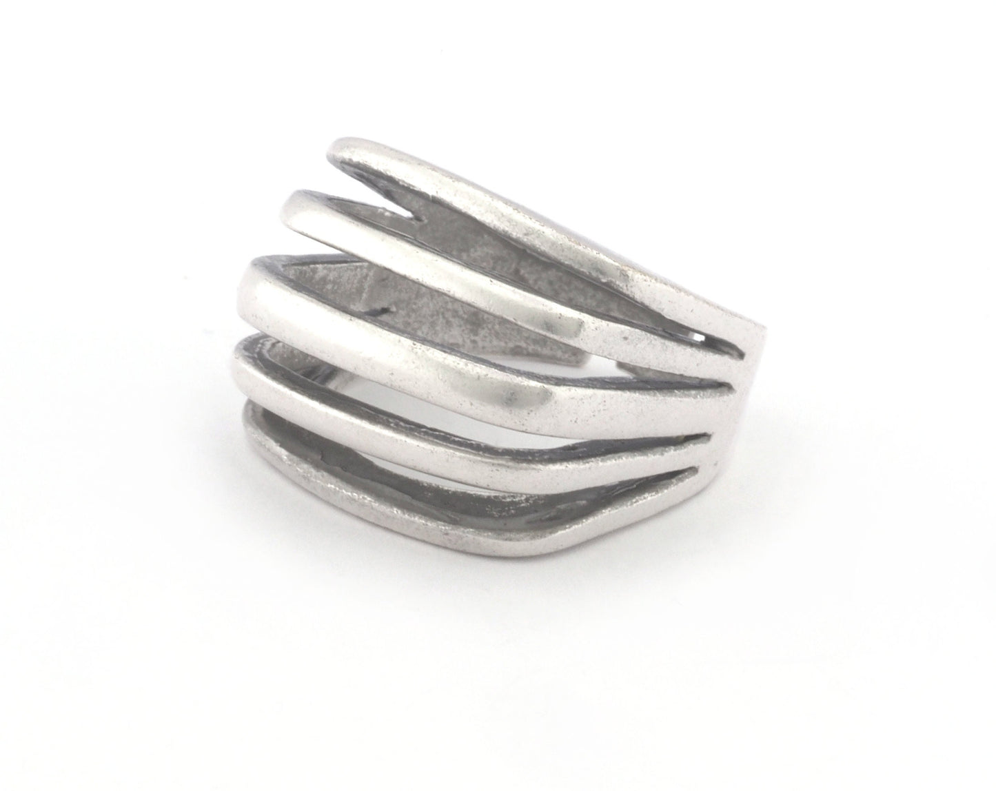 Stripes Statement Ring Adjustable Raw Brass - Antique silver - Shiny silver - Shiny gold plated 4609