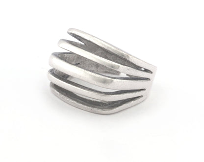 Stripes Statement Ring Adjustable Raw Brass - Antique silver - Shiny silver - Shiny gold plated 4609