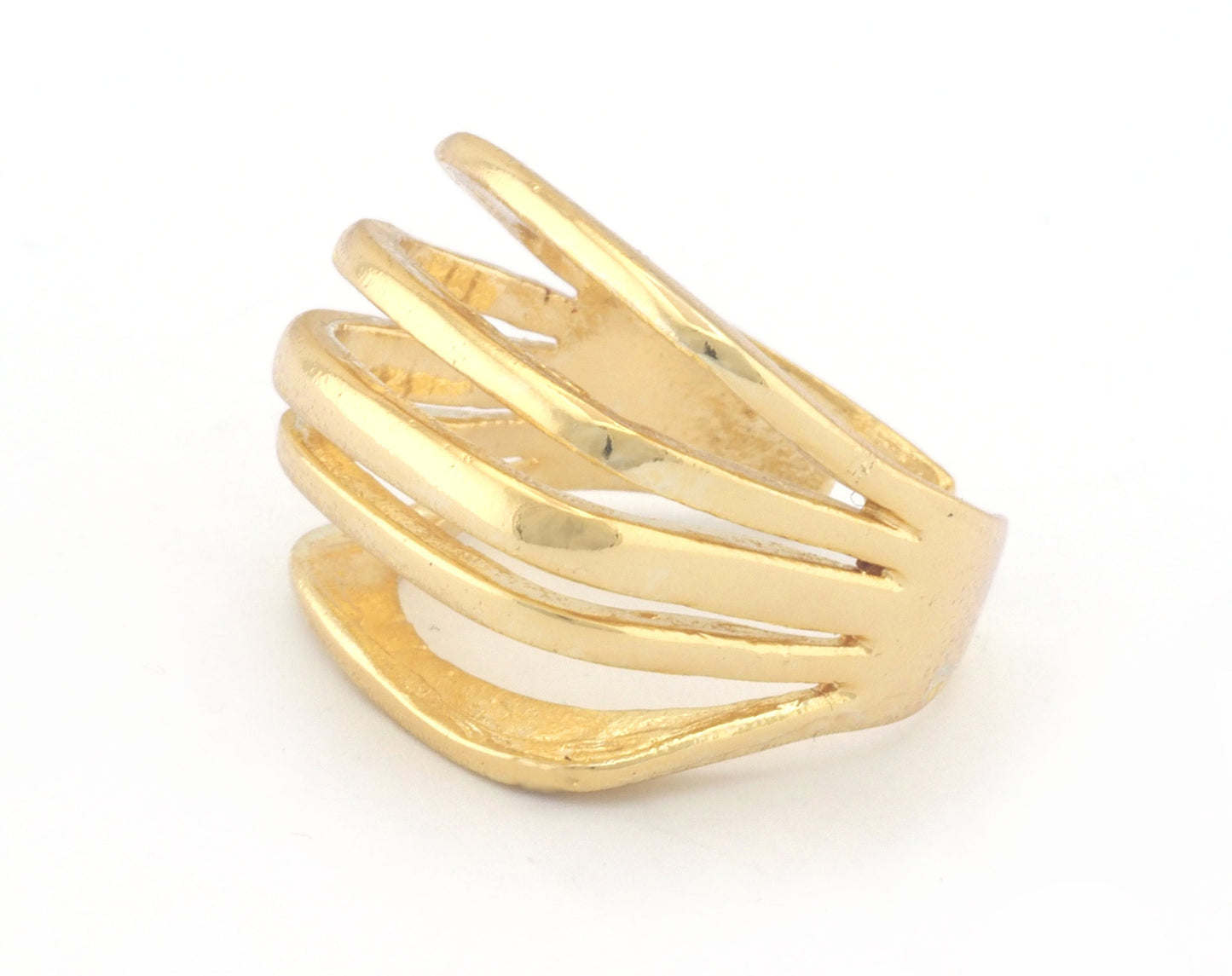 Stripes Statement Ring Adjustable Raw Brass - Antique silver - Shiny silver - Shiny gold plated 4609