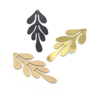 Leaf shape charms 62x26mm Brass Charms 3647