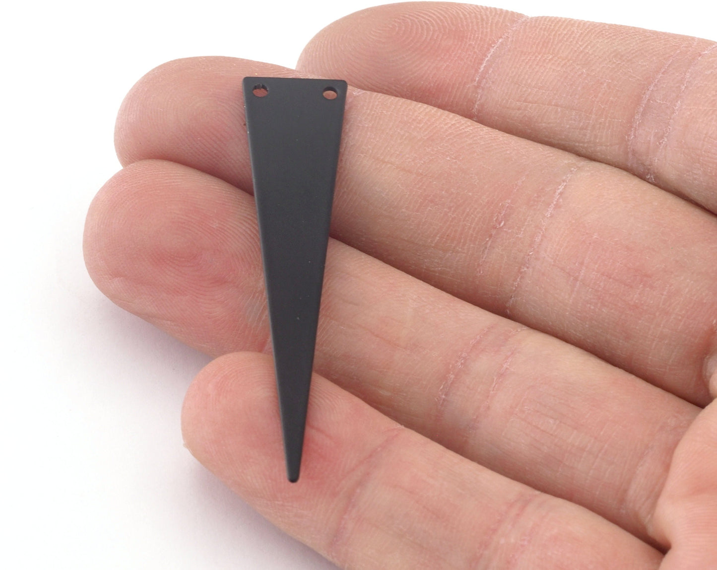 Long Triangle Antique Silver, Black Painted Raw brass 50x11mm 2 hole charms blanks findings 3739-200