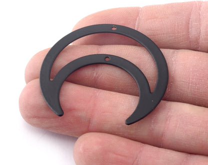 Crescent Moon Charms Black Painted Brass 42x39mm 0.8mm thickness Findings 3103BL