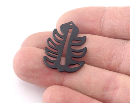 Leaf Charm Pendant Black Painted 1 hole Tag Raw Brass - Brushed Brass - Copper 30mm 0.8 mm Findings R295