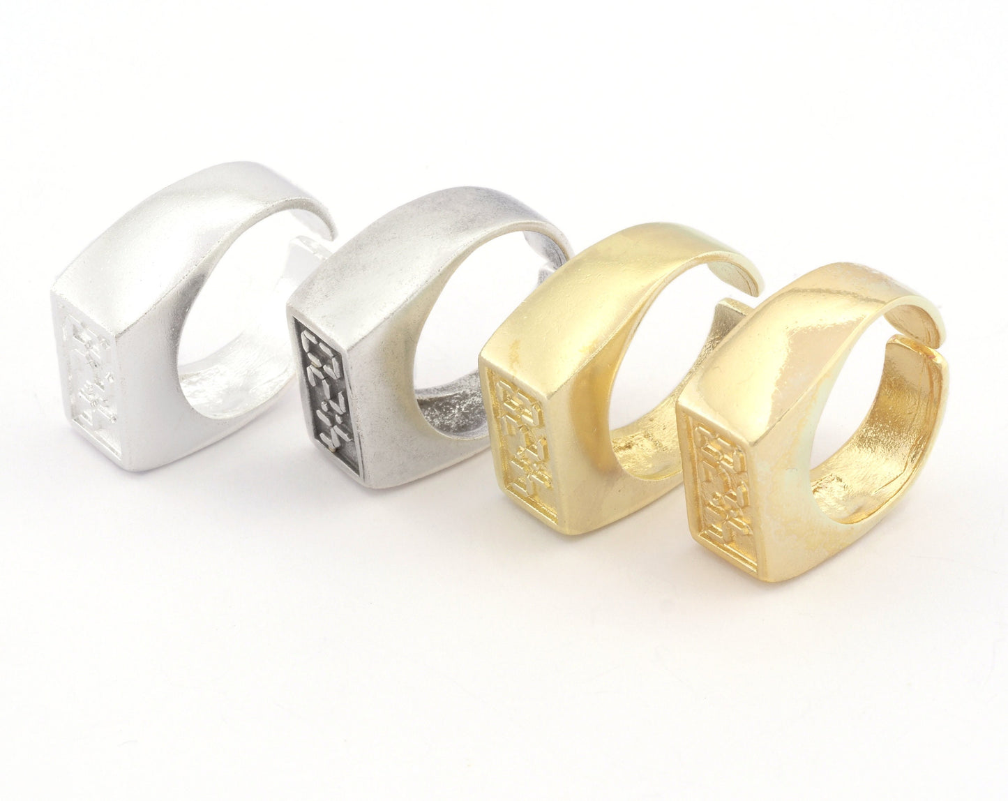 4:20 Ring Adjustable Raw, Silver, Gold Plated Brass (7US-9US inner size) 4804