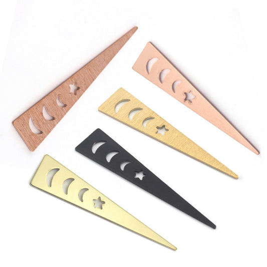 Long Triangle Crescent Star Raw Copper, Brass, Black Painted 11x50 no hole charms blanks findings OZ3653-180