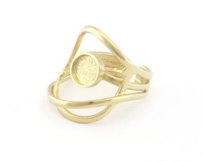 Stone Cabochon Ring Setting Blank Base Adjustable Raw brass, Antique silver , Shiny silver, Shiny Gold (8mm setting) 6-8US 4816