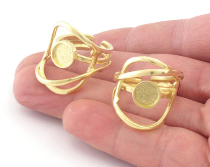 Stone Cabochon Ring Setting Blank Base Adjustable Raw brass, Antique silver , Shiny silver, Shiny Gold (8mm setting) 6-8US 4816