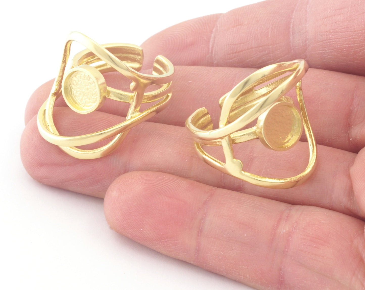 Stone Cabochon Ring Setting Blank Base Adjustable Raw brass, Antique silver , Shiny silver, Shiny Gold (8mm setting) 6-8US 4816