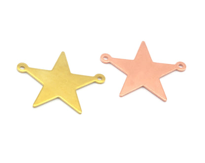 Star Charms Tag Blank Copper - raw brass 2 holes connector charms findings (27x22mm) 4843