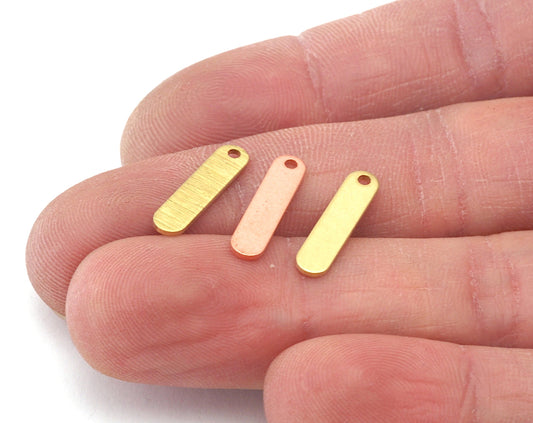 Oval Charms Tag Blank Copper - Raw brass - Brushed Brass 1 holes tags charms findings (17x4mm) 4845