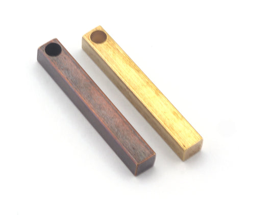 Raw brass bar 5x35mm 3/16"x1 3/8" square stamping bar square rod (3.5mm 9/64" 7.5 gauge hole ) sbl535-1100