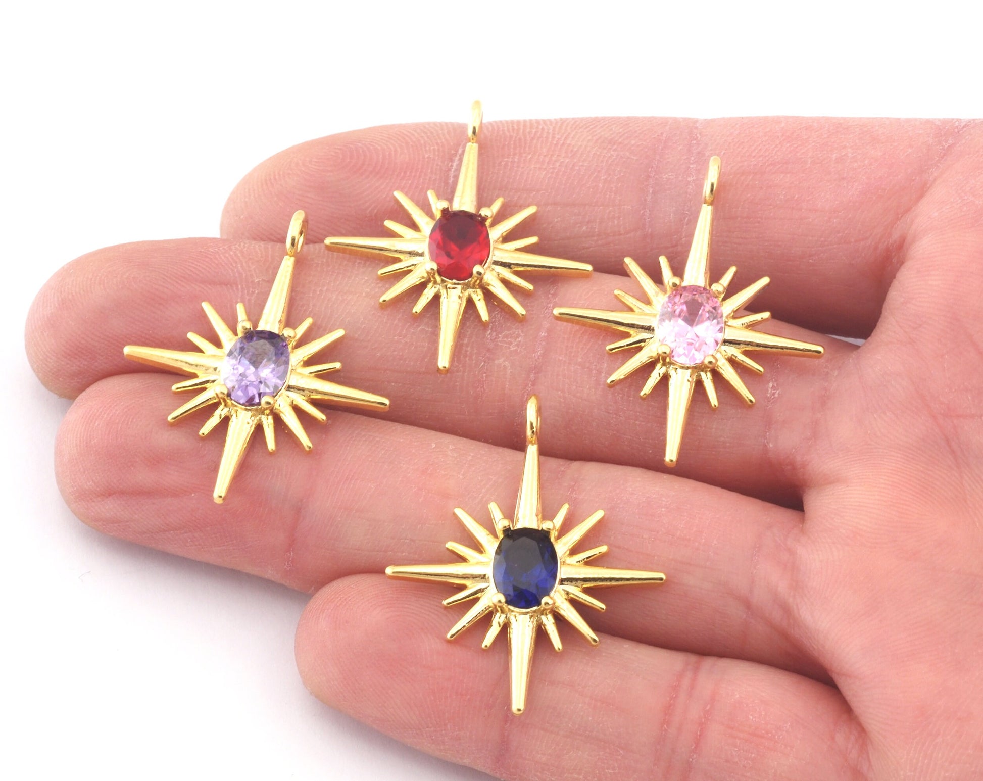 North Star With Zircon Pendant 32mm gold plated alloy 3671