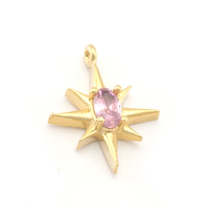 North Star With Zircon Pendant 16mm gold plated alloy 3784