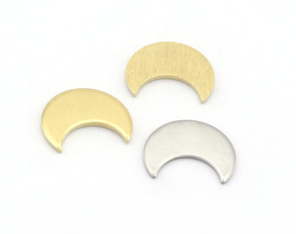 Crescent Moon Tag 15mm No hole Raw Brass - Brushed Brass - Stainless Steel Charms Findings Stampings OZ4847-100