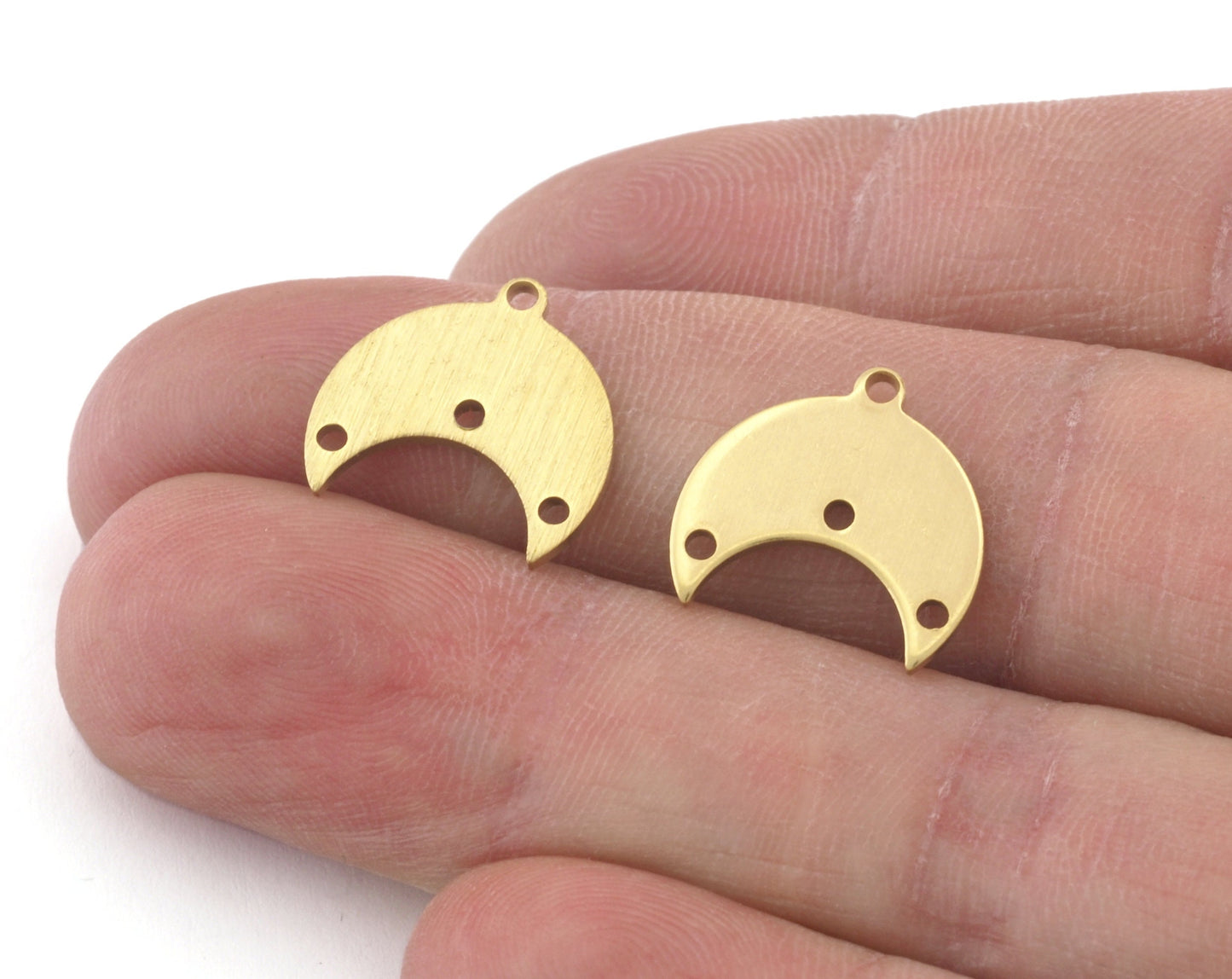 Crescent Moon Tag Connector 14x15mm 4 hole Raw Brass - Brushed Brass Charms Findings Stampings OZ4850-100