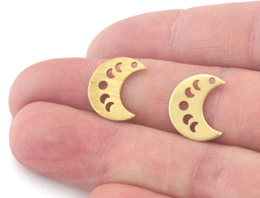 Crescent Moon Tag Charms 15x12mm 1 hole Raw Brass - Brushed Brass Charms Findings Stampings OZ4851-85