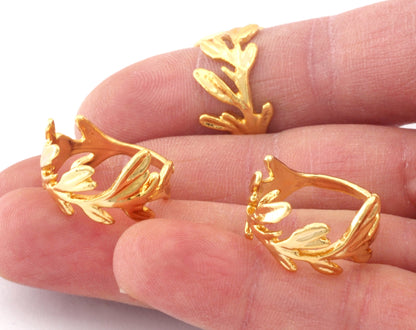 Leaf Branch Ring Adjustable Gold plated brass (18mm 8US inner size) OZ3428