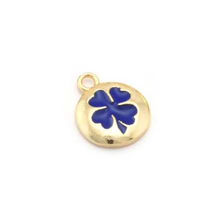 Clover Colorful Charms Enamel Shiny Gold Plated Charms 14.5mm findings 1424-4