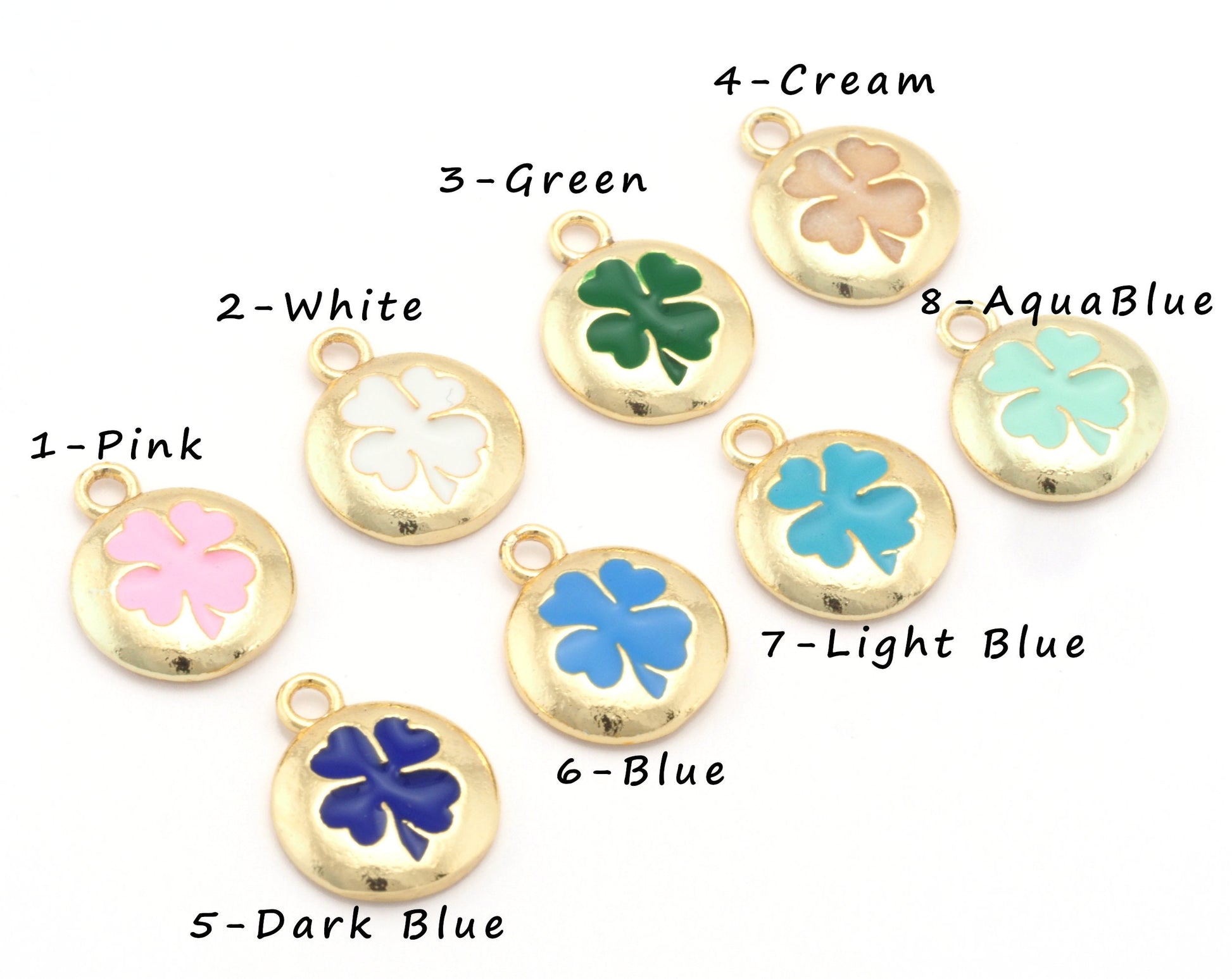 Clover Colorful Charms Enamel Shiny Gold Plated Charms 14.5mm findings 1424-4