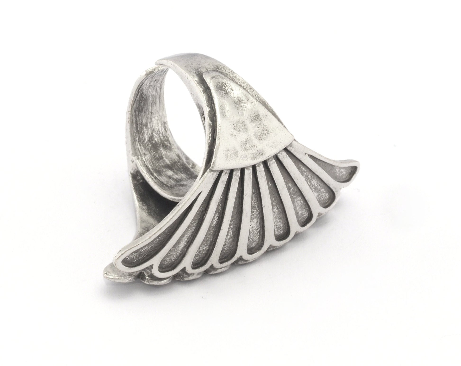 Wings Hammered Ring Adjustable Raw Brass - Antique silver - Shiny silver - Shiny gold plated 4819