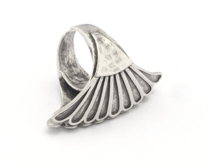 Wings Hammered Ring Adjustable Raw Brass - Antique silver - Shiny silver - Shiny gold plated 4819