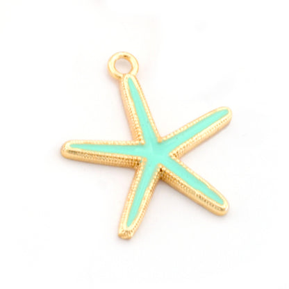 Starfish Colorful Charms Enamel Shiny Gold Plated Charms 23x20mm findings 2668