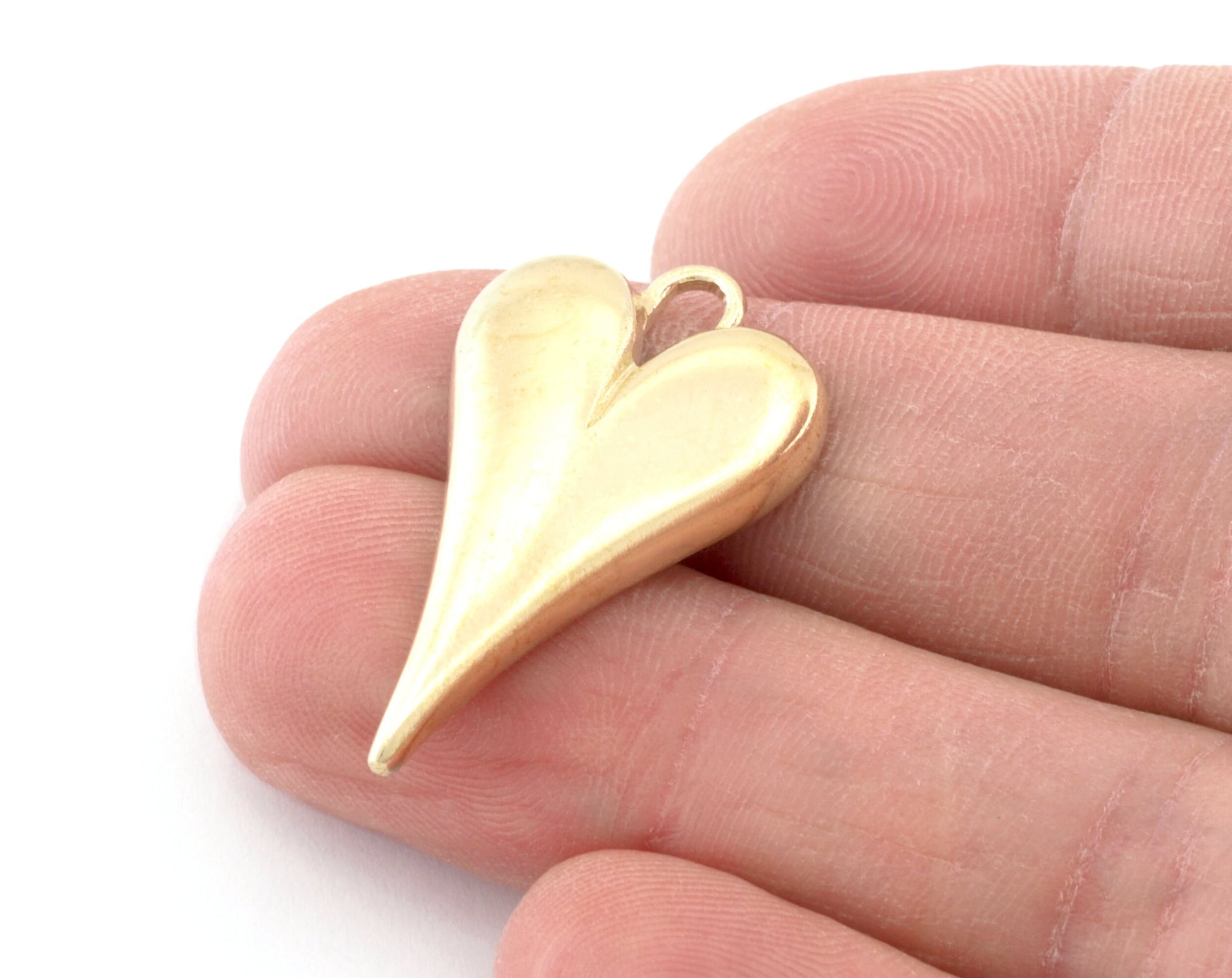 Heart Charms Pendant Raw Brass 32x18.5mm OZ4825