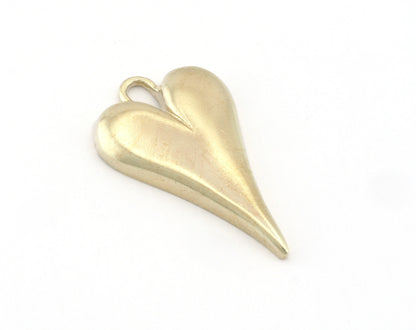 Heart Charms Pendant Raw Brass 32x18.5mm OZ4825