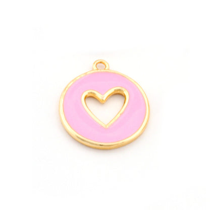 Heart Colorful Charms Enamel Shiny Gold Plated Charms 16x18mm findings 2668