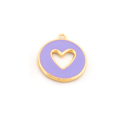 Heart Colorful Charms Enamel Shiny Gold Plated Charms 16x18mm findings 2668