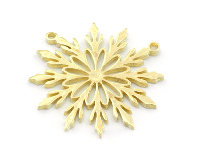 Snow Flake Connector Charms Pendant Raw Solid Brass , Antique silver, Shiny silver, Shiny gold plated Pendants 30x29mm OZ4829