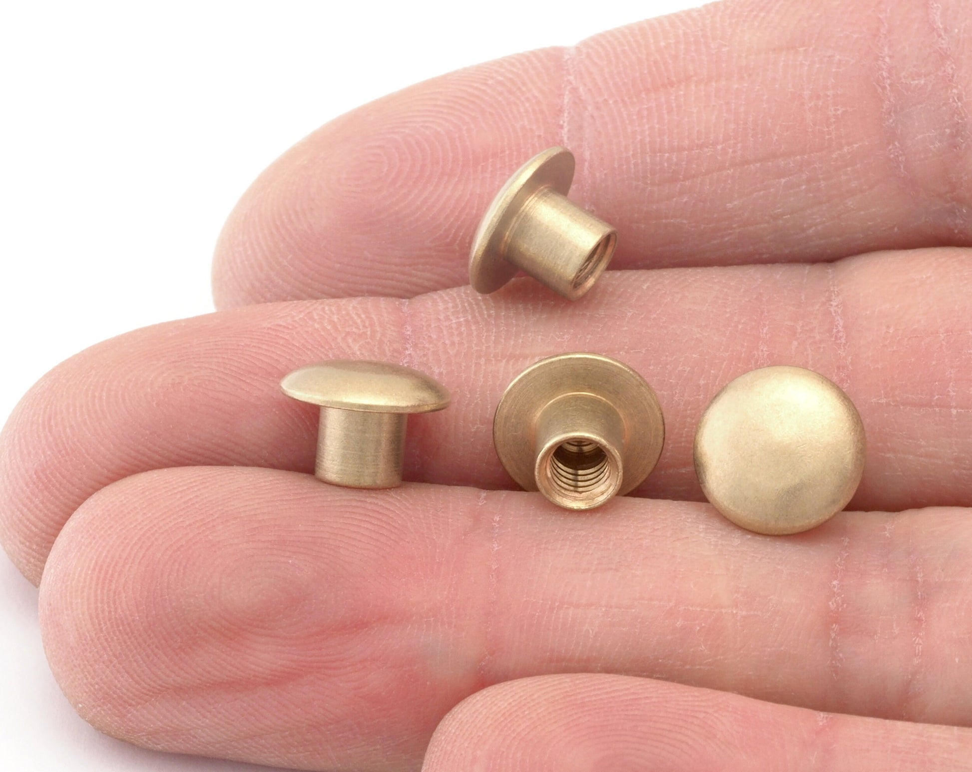 Dome Rivet Chicago screw / concho screw, ,10x7mm raw brass studs, screw rivets, M4 (without bolts) CSC5 4835
