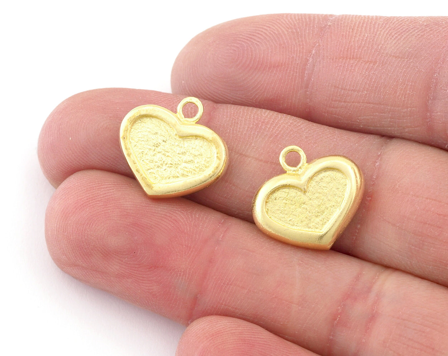 Heart Charms (Blank on both sides) Pendant Resin Blank Bezel Setting Raw Brass 17x16mm (13x8mm) chams 4837