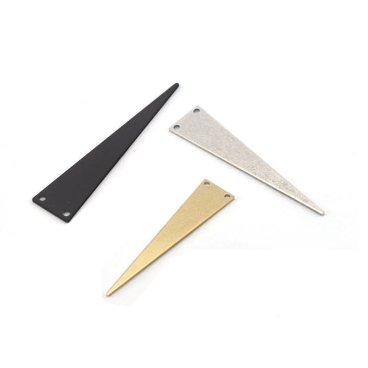 Long Triangle Antique Silver, Black Painted Raw brass 50x11mm 2 hole charms blanks findings 3739-200